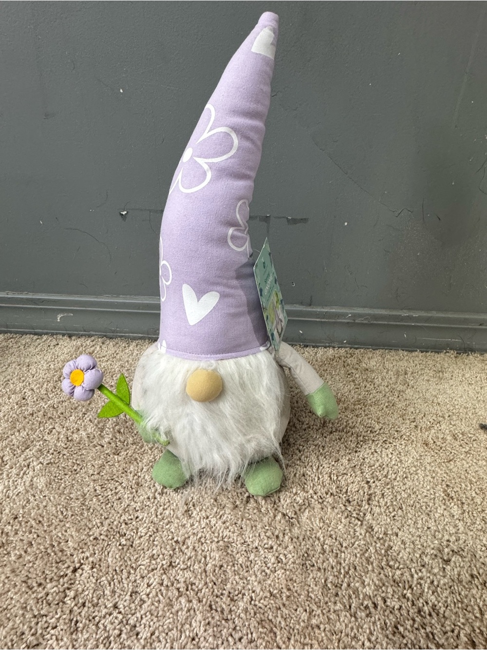 Lavender Floral Gnome Plush with Flower